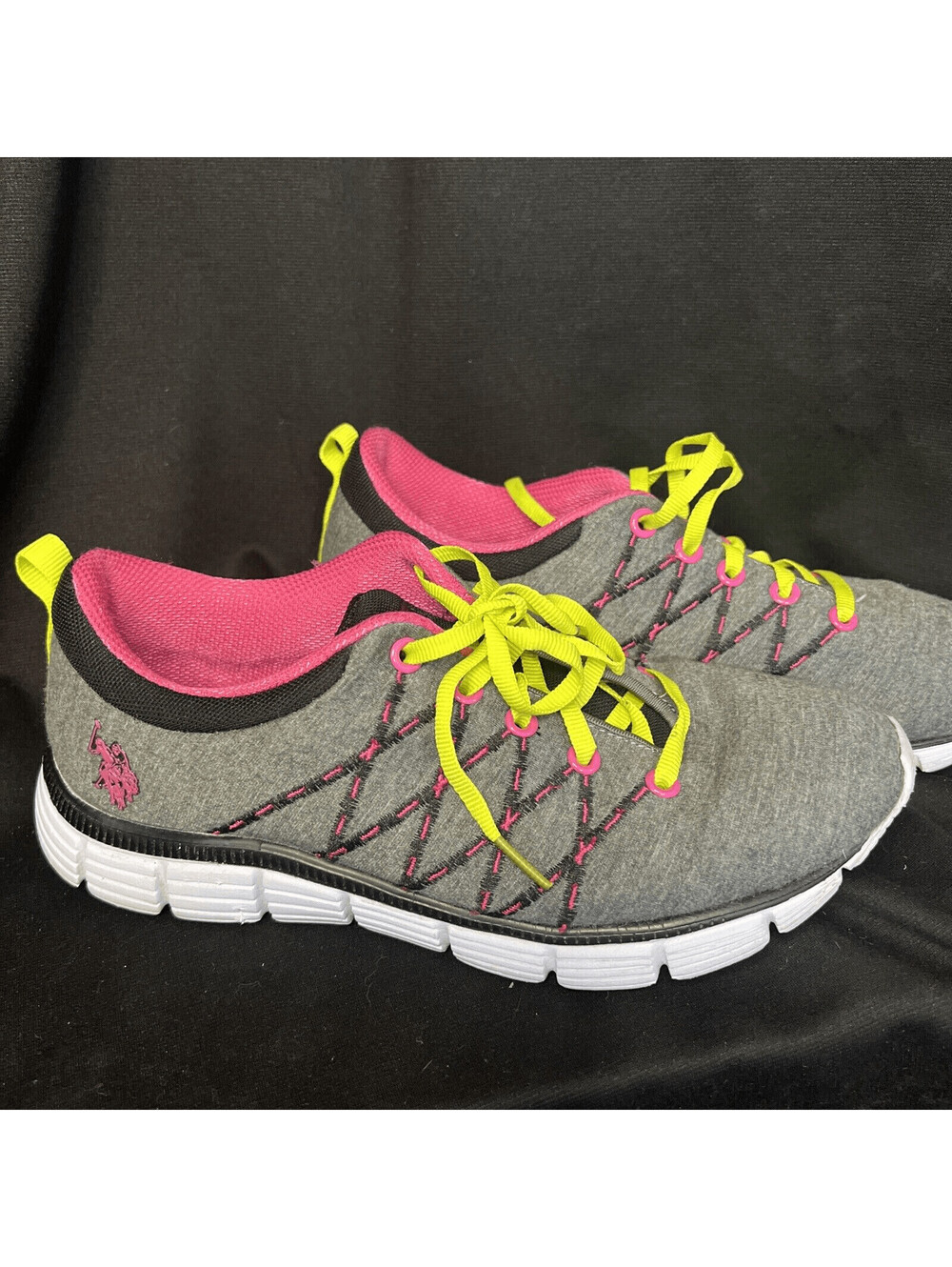 US Polo Assn Womens Sneakers Athletic Shoes Gray & Pink NW2133 Size 7